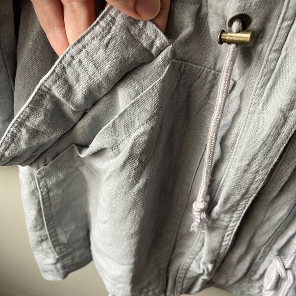 JUST Living Bluish Grey Linen Blend Hooded Utility Jacket Small - Picture 7 of 10